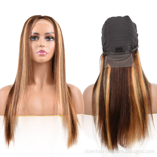 Ready Stock 13*4 Blonde  p4/27/30Closure For Black Women Glueless Full Hd Frontal Lace Wigs 100% Virgin Human Hair